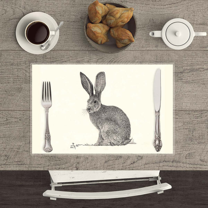 Hare 1 - Hand drawn waterproof placemat
