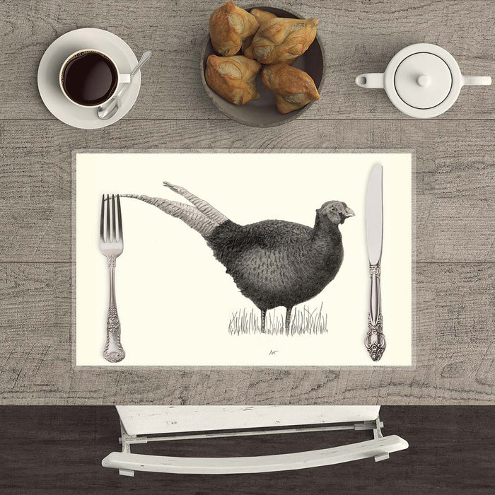 Pheasant 1 - Hand drawn waterproof placemat