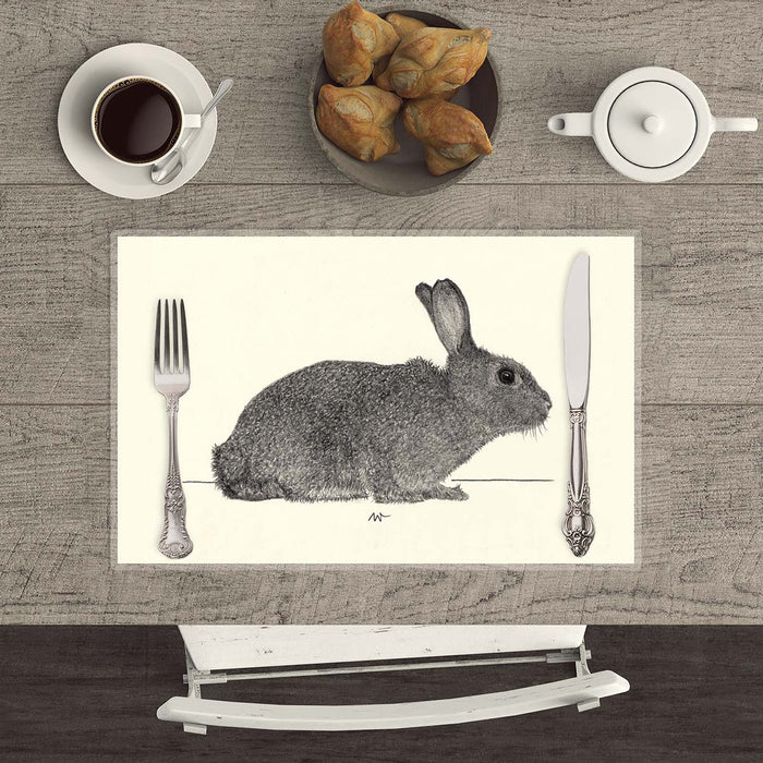 Rabbit - Hand drawn waterproof placemat