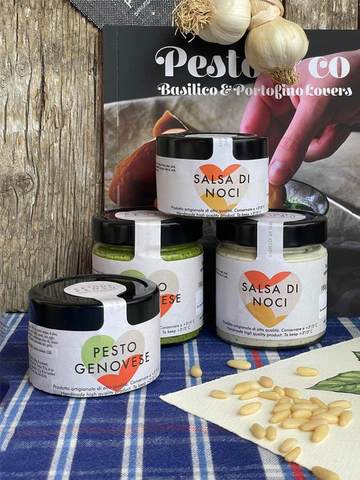 Portovenere Gift Box: 4 Pesto 180g, 6 Pesto 90g, 2 Walnut Sauce 170g, 2 Walnut Sauce 80g