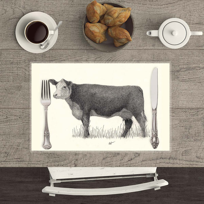 Cow - Hand drawn waterproof placemat