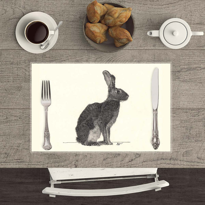 Hare 2 - Hand drawn waterproof placemat