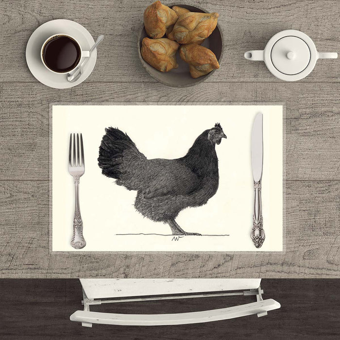 Hen 2 - Hand drawn waterproof placemat