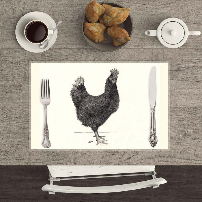 Hen 3 - Hand drawn waterproof placemat