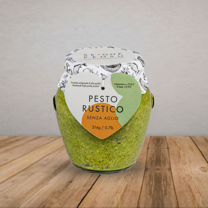 4 Jars of Rustic Genoese Pesto with Fresh Basil (without Garlic), 314g