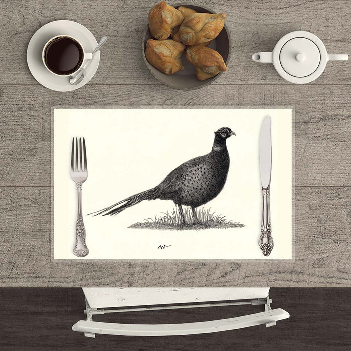 Pheasant 2 - Hand drawn waterproof placemat