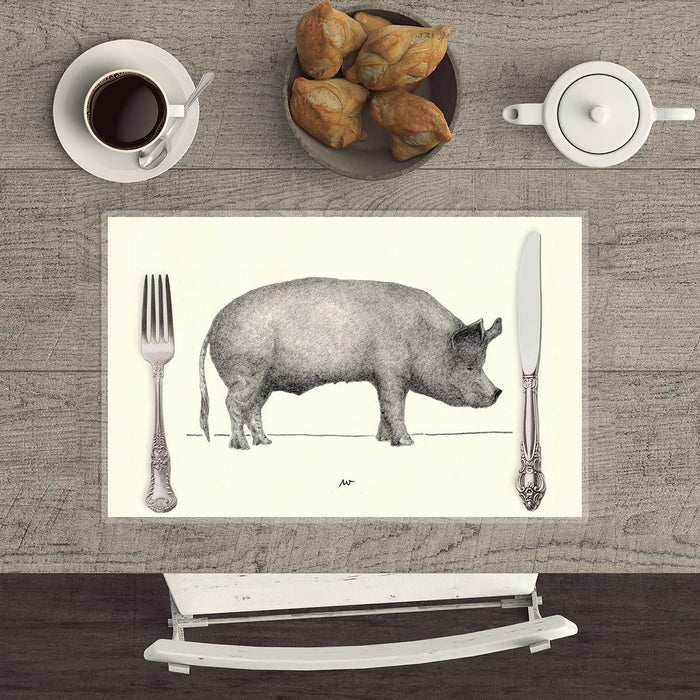 Pig - Hand drawn waterproof placemat