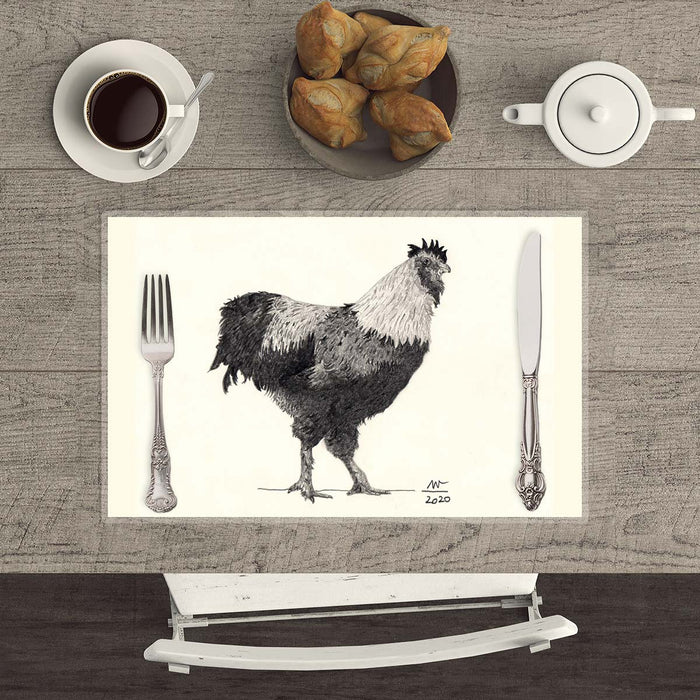 Rooster - Hand drawn waterproof placemat
